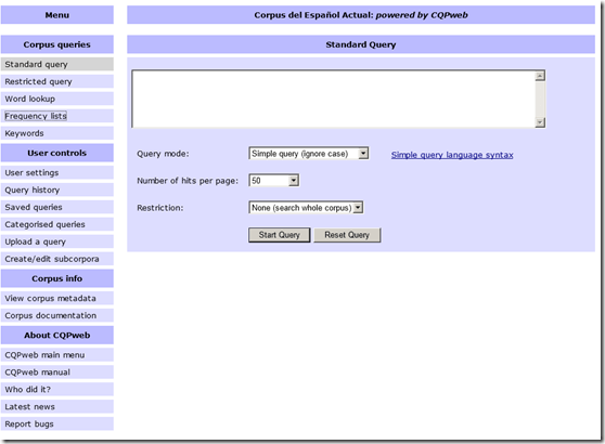 Corpus of Contemporary Spanish interface Corpus of Contemporary Spanish interface