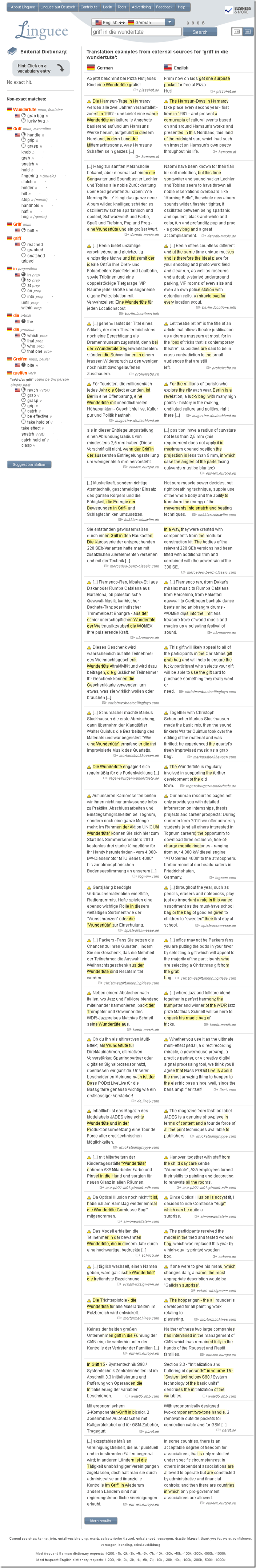 linguee parallel corpora dictionary lookup griff in die wundertüte