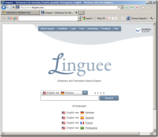 linguee parallel corpora dictionary lookup