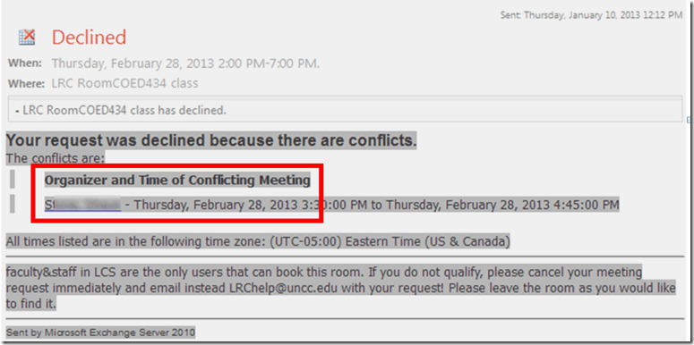 room attendant response denied prior booking