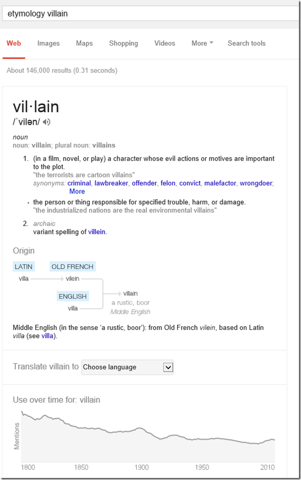 Google etymology feature | Thomas' Work Space