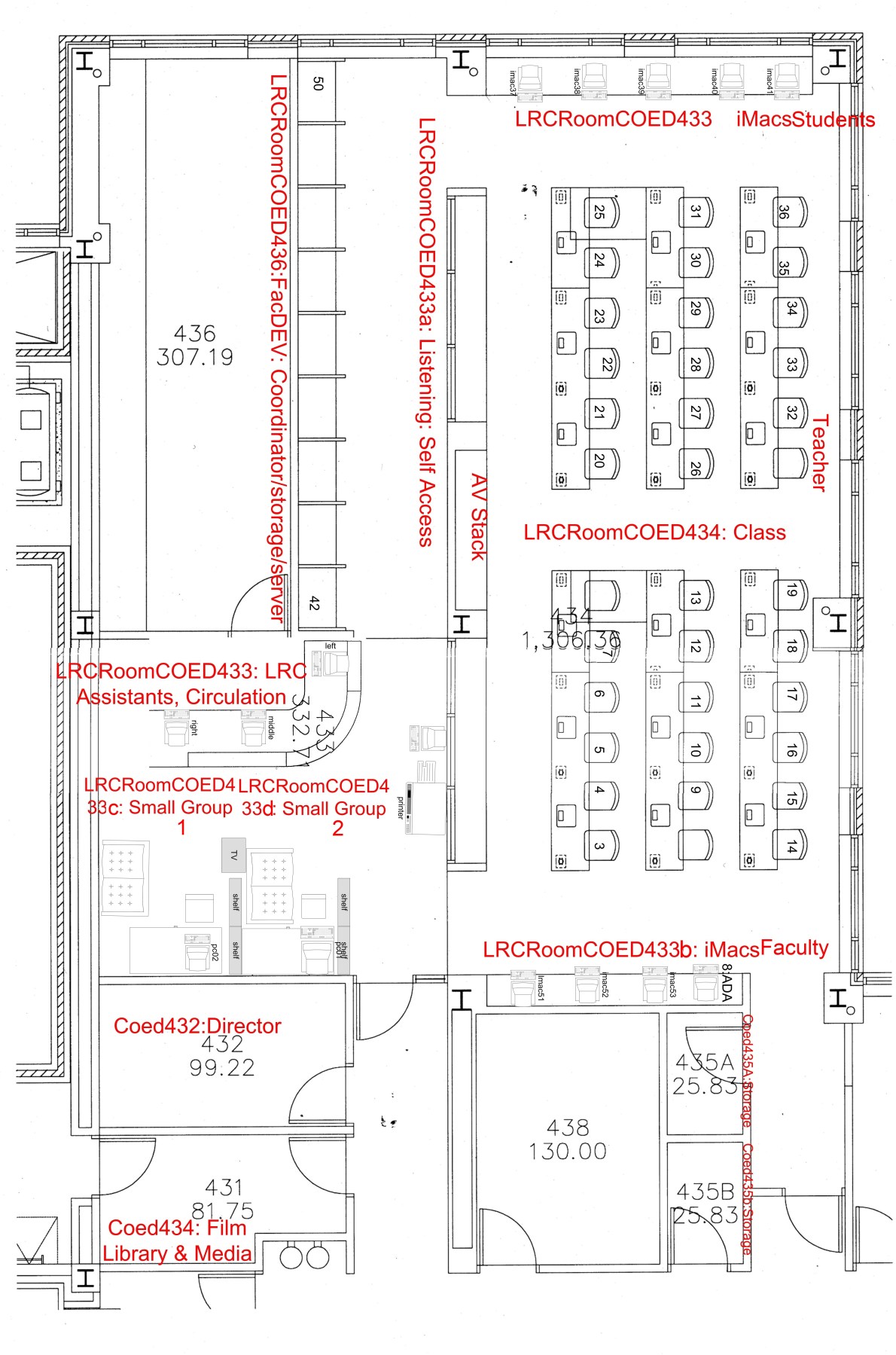 Layout of the Language Resource Center (LRC) | Thomas' Work Space